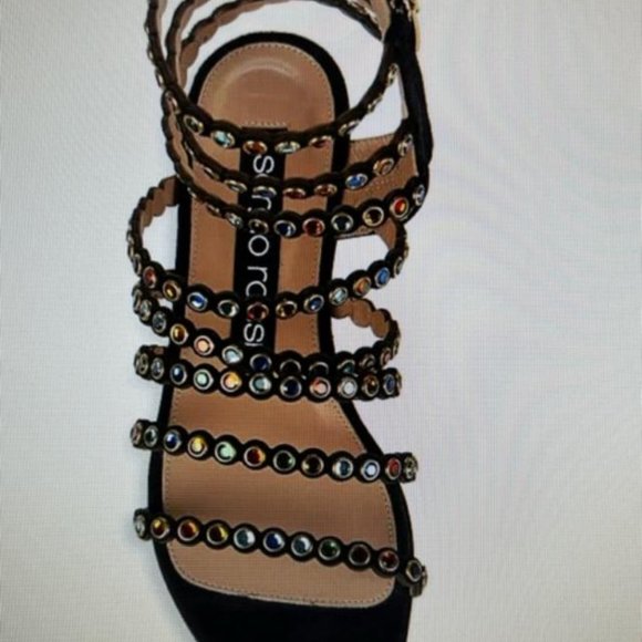 SERGIO ROSSI GLADIATOR SANDALS ADORNED WITH GLASS STONES SIZE 36/ 6 - Picture 8 of 8